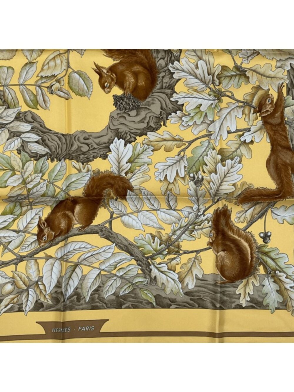 Hermes Carre 90 Casse Noisette Nutcracker Squirrel Pattern Nut Scarf Silk View 3